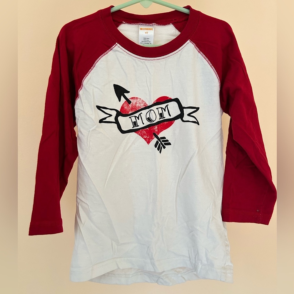 Gymboree Mom Heart Tattoo Graphic Long Sleeve Raglan Tee | Boy Size 4T